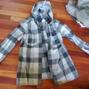 Pendleton Wool Grey Plaid Zip Shirt Jacket XS